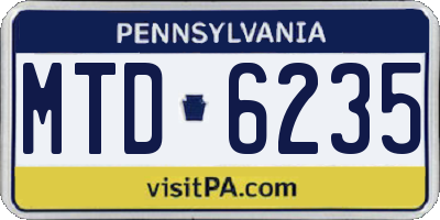 PA license plate MTD6235