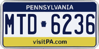 PA license plate MTD6236