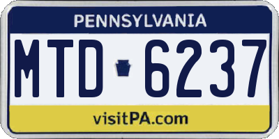 PA license plate MTD6237