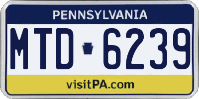 PA license plate MTD6239