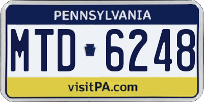 PA license plate MTD6248