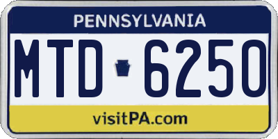 PA license plate MTD6250