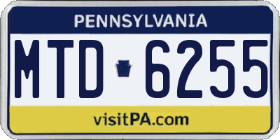 PA license plate MTD6255