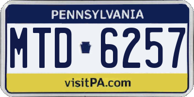 PA license plate MTD6257