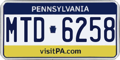 PA license plate MTD6258