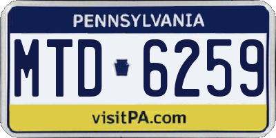 PA license plate MTD6259
