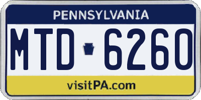 PA license plate MTD6260