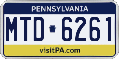 PA license plate MTD6261