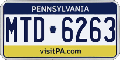 PA license plate MTD6263
