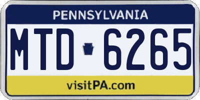 PA license plate MTD6265