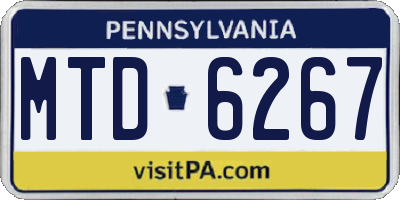 PA license plate MTD6267