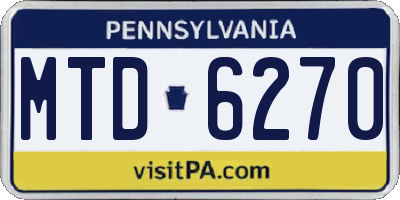 PA license plate MTD6270