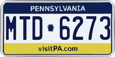 PA license plate MTD6273