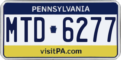 PA license plate MTD6277