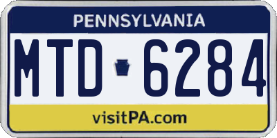 PA license plate MTD6284