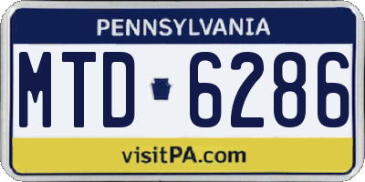 PA license plate MTD6286