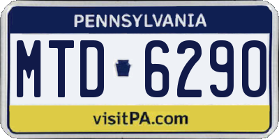 PA license plate MTD6290