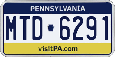 PA license plate MTD6291