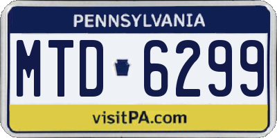 PA license plate MTD6299