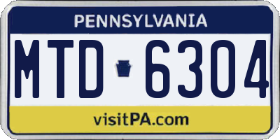 PA license plate MTD6304