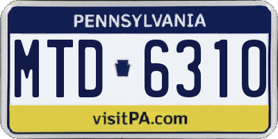 PA license plate MTD6310