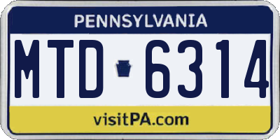 PA license plate MTD6314