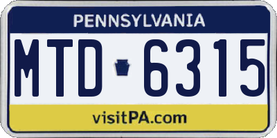 PA license plate MTD6315