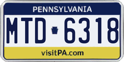 PA license plate MTD6318