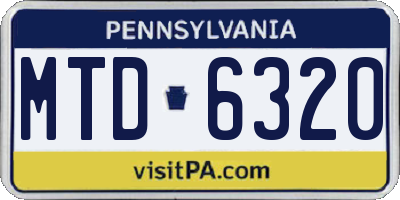 PA license plate MTD6320