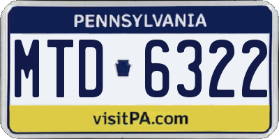 PA license plate MTD6322