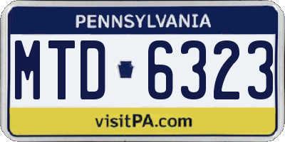 PA license plate MTD6323