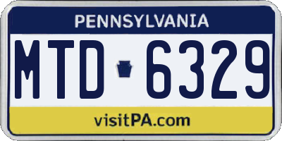 PA license plate MTD6329