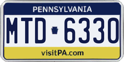 PA license plate MTD6330