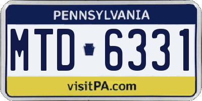 PA license plate MTD6331