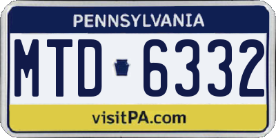 PA license plate MTD6332