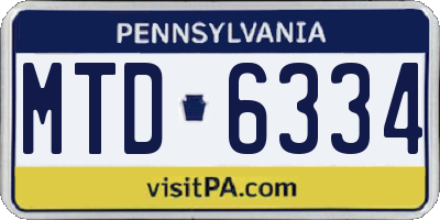 PA license plate MTD6334