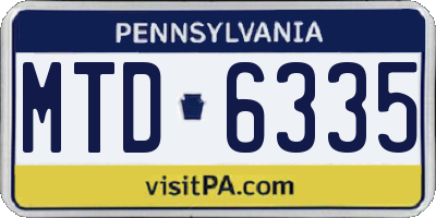 PA license plate MTD6335
