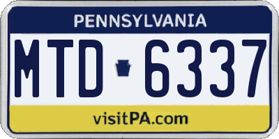 PA license plate MTD6337