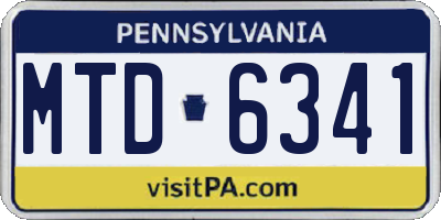 PA license plate MTD6341