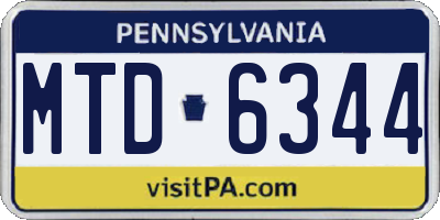 PA license plate MTD6344
