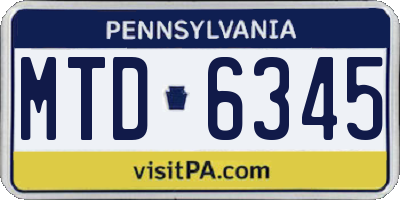 PA license plate MTD6345