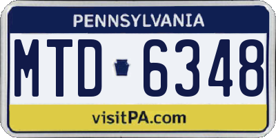 PA license plate MTD6348