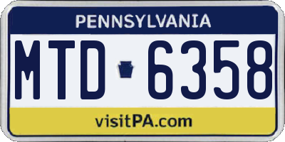 PA license plate MTD6358