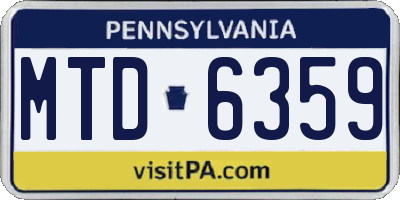 PA license plate MTD6359