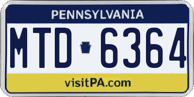 PA license plate MTD6364