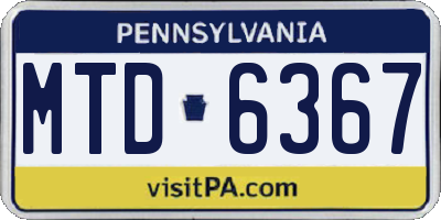 PA license plate MTD6367