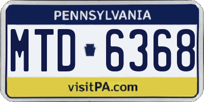 PA license plate MTD6368
