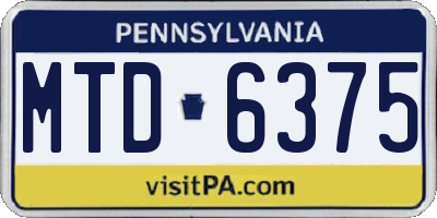 PA license plate MTD6375