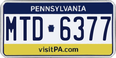 PA license plate MTD6377