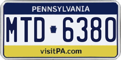 PA license plate MTD6380